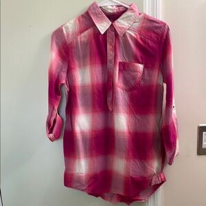 Pink Plaid Button-Up Shirt